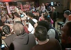 Hot ass brunette slave Mia Gold is bound and public disgraced by mistress Lorelei Lee then gets gangbang fucked by huge dicks of Karlo Karrera and gue