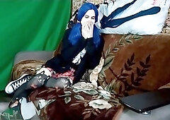 DashaNoihara gets naughty with mom's stockings for a solo play session