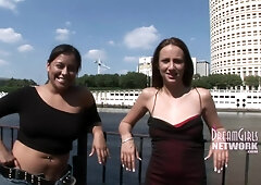Latin chick Lesbian babes Flash In Public And In A Limo
