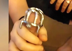 Mistress E - Ruined Orgasm Handjob For Chastity Slave Drains Lots Of Cum From His