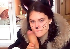 Kitty ears, creampie mouth
