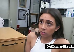 Skanky Brunette Gags On Directors Massive Cock At Job I