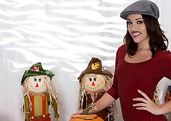 Playful Kristina Rose masturbates with a pumpkin