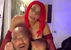 Ebony bbw shemale dominates a dude