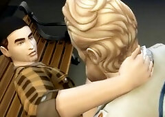 Trucker, truck stop, animation