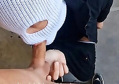 Fucked a builder of a high-rise building without condoms in front of everyone!