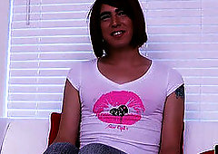 Firsttime transitioning femboy masturbating cock