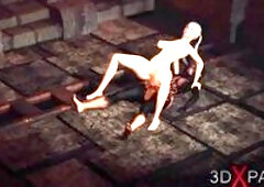 Hottest futa with a huge dick plays with a sexy horny nerdgirl in the dungeon