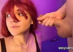 Redhead teen get facial after hard pounding with big cock