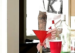 Frat twinks spit roasting teens tight asshole