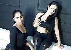 Sexy gals Darksome hair sport Fresh scene w49