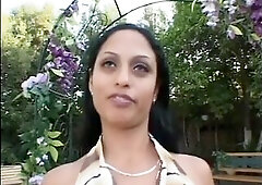 Chap drills hawt doxy in heels on patio.