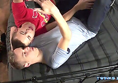 Watch Jizz Flow take on two thick dicks & take a cumshot in the end!