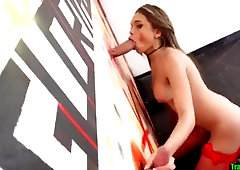 Lovely ladyboy bj's on gloryhole spears