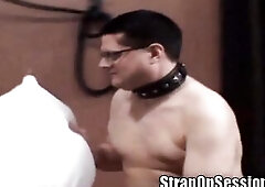 This favourable nerd rock slut gets booty banged hard by a mean mistresse wit ha large ol belt on to stuff in his throat and butt! That babe sucks her