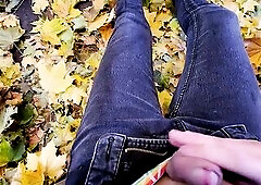 kit goes outside in the admirable fall leaves and gets concupiscent. pulling down their panties they show off their body in the worthy dappled light. 