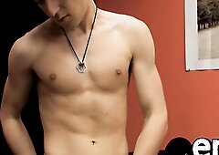Twenty year old stunner Andy Kay jerks out until he jizzes