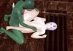 goblin Gobuta screws brawny Shion on floor cg anime