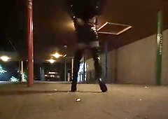 Sissy ambling in leather