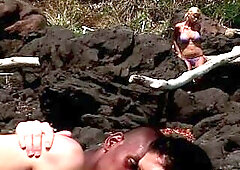 hot teen floozy screws BBC outdoor whilst some other hotty watches and masturbate