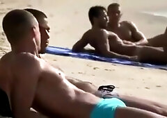 Making new friends at the gay beach