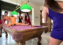 Cock and balls punishment for pitiful slave in group session