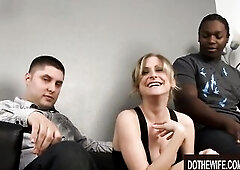 BBC Reams and Facialize Excited Wife Lya Pink as Her Cuckold Watches