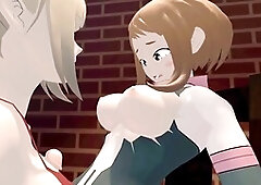 Himiko dominates Ochako as her submissive lover in a steamy futa encounter