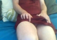 red satin dress for a uber-cute crossdresser pt.1