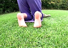 foot worship nude and in socks in public outdoor