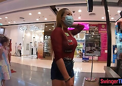 Big juggs Thai mommy GF mall visit and sex
