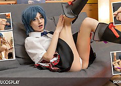 Blue Haired Girly Sasha Paige Loves Fucking Her Tight Little Pussy - NuCosplay