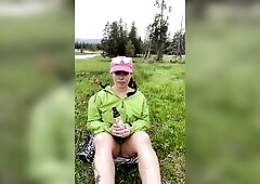 Sexually excited Older mother I'd like to fuck uses Bear Spray to CUM in forrest