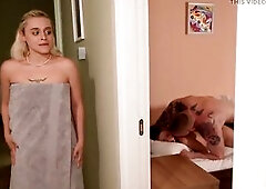 2 hawt blondes join one chap for vehement sex in the hotel room. Blowjobs, giving a kiss and hard screwing in multiple poses.