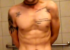 Public Rest Room Wank off (Colt Naughty toying with his 7 inch Penis)