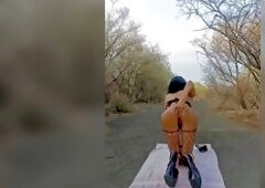 Rubidoll Ass slam with a ebony shlong outdoors