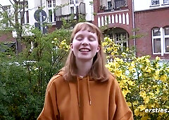 Redheaded Norwegian model shares a private outdoor moment with her webcam