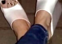 for shoe lovers - my white high heel wedges - night walk