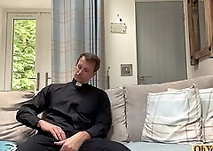 Twink shows his gratitude to old priest and ass fucked