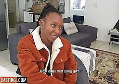 Tight Pussy Ebony Teen Railed Rough POV By Big White Cock In Couch Casting