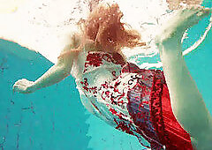 super hot polish ginger-haired swimming in the pool
