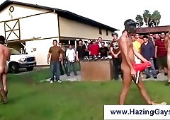 College guys playing naked hazing games