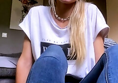 Curly Blonde Teen Records Solo Dildo Masturbation More at