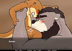 Blowjob cum swallow, oral pleasure, furry animation
