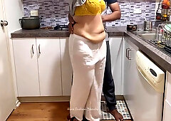 Big Booty Desi Woman Pleasured By Friends Husband In Kitchen - Loud Kissing And Moaning