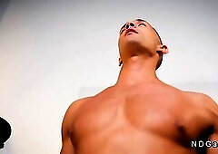 Motorcycle mechanic anal fucks black gay at the shop