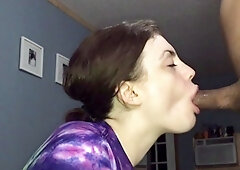 Extreme amateur pov blowjob by hot brunette latina