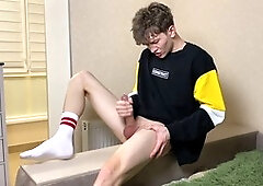 Cute Skinny Boy Jerks Monster Cock