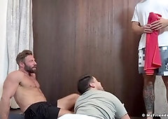 hunks in a steamy yoga session with foot worship