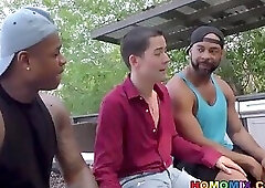 Interracial gay double anal fuck